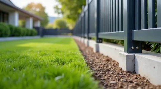 Comparaison visuelle entre scellement en terre et fixation sur muret pour une clôture de jardin